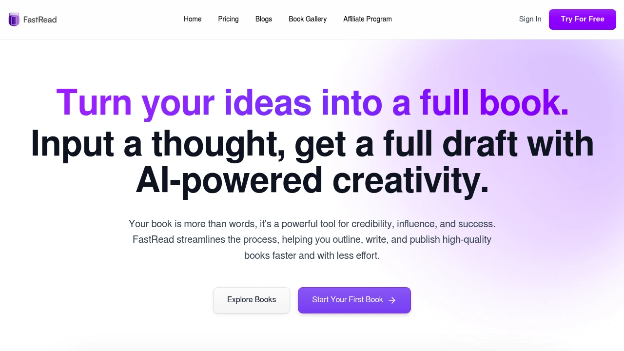 Screenshot of Fast Read website