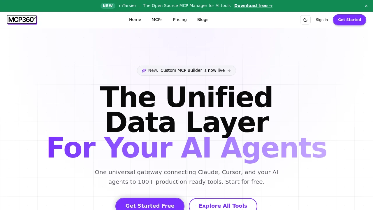 Screenshot of MCP360 website