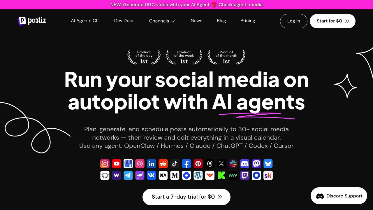 Screenshot of Postiz website