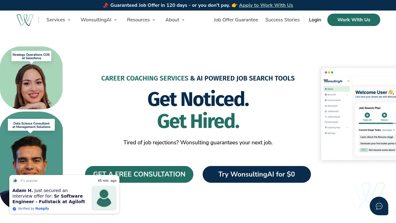 Screenshot of Wonsulting website