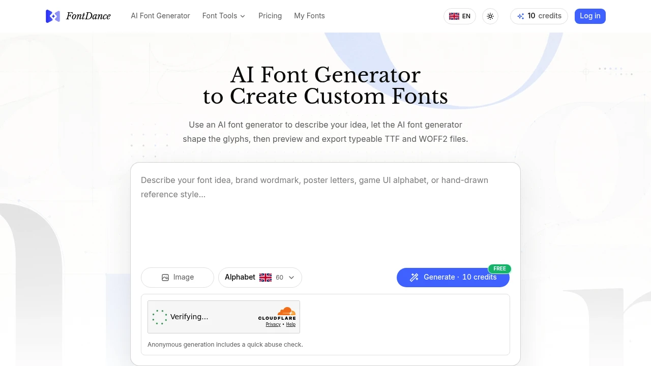 Screenshot of FontDance website