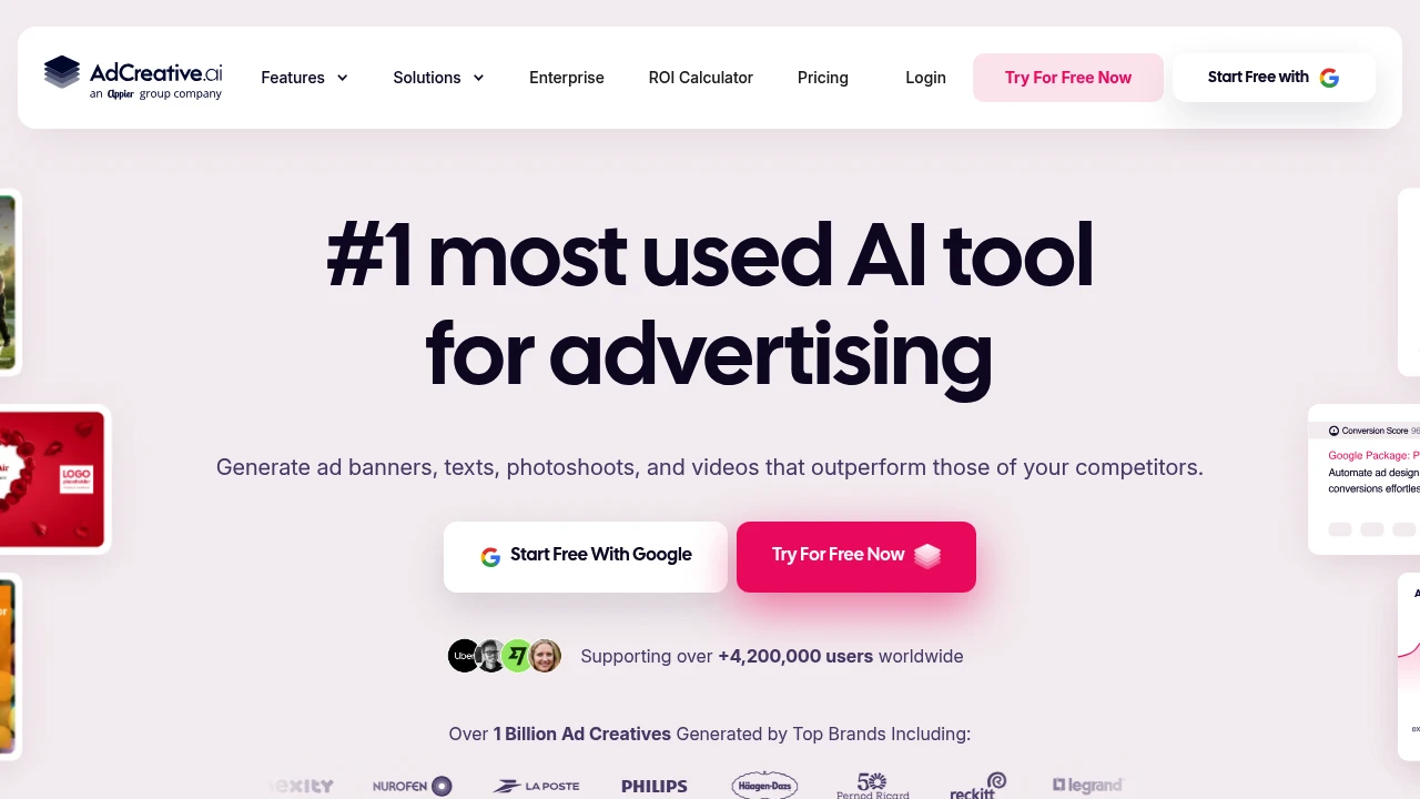 Screenshot of Adcreative website
