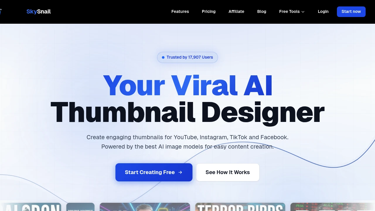 Screenshot of Skysnail website