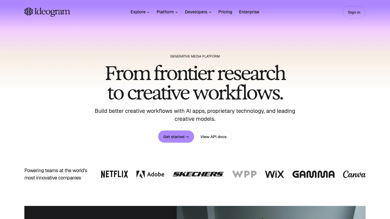 Screenshot of Ideogram website