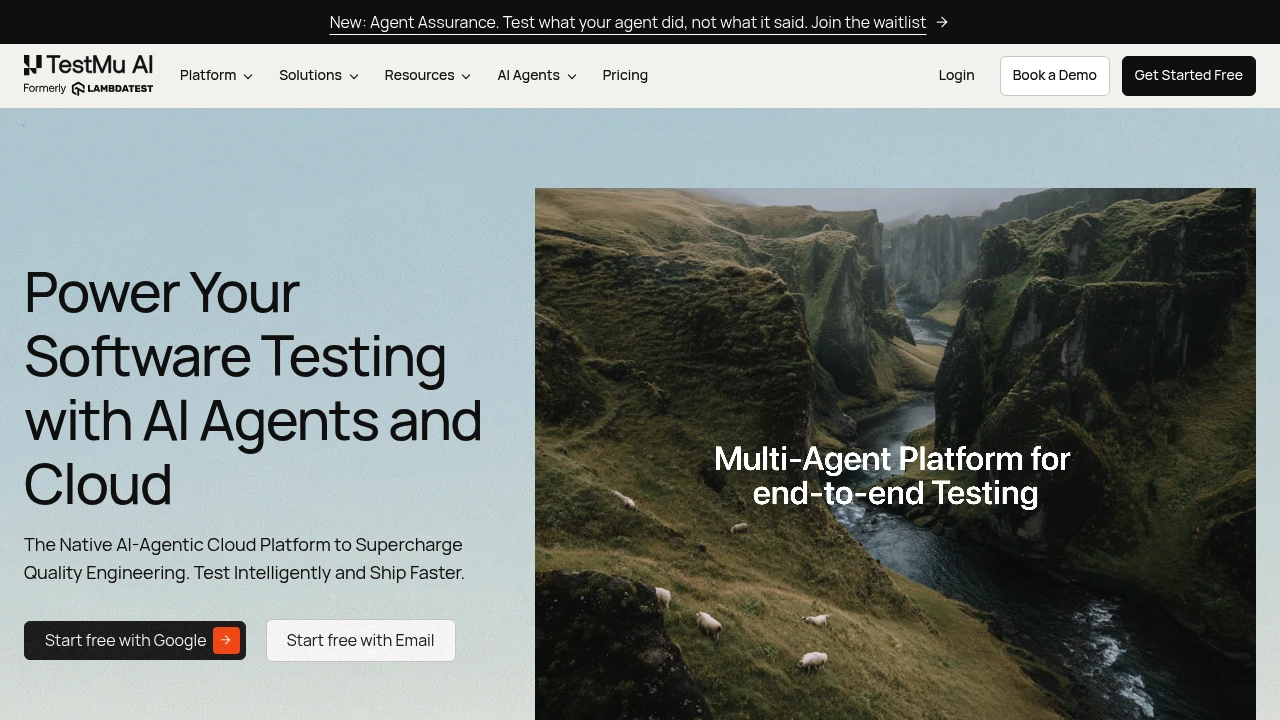 Screenshot of Testmuai website