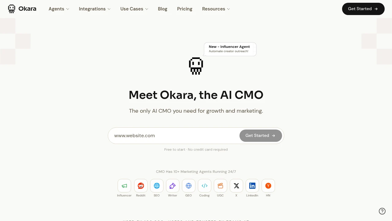 Screenshot of Okara website