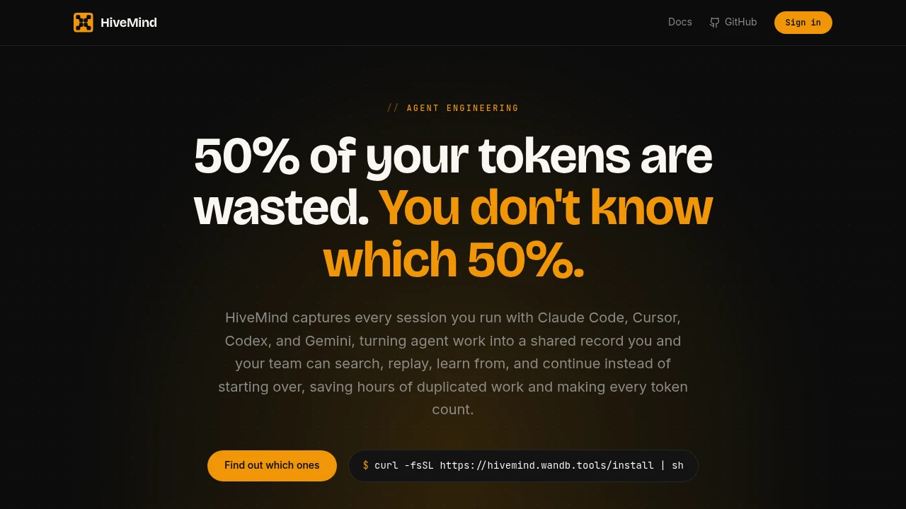 Screenshot of HiveMind website