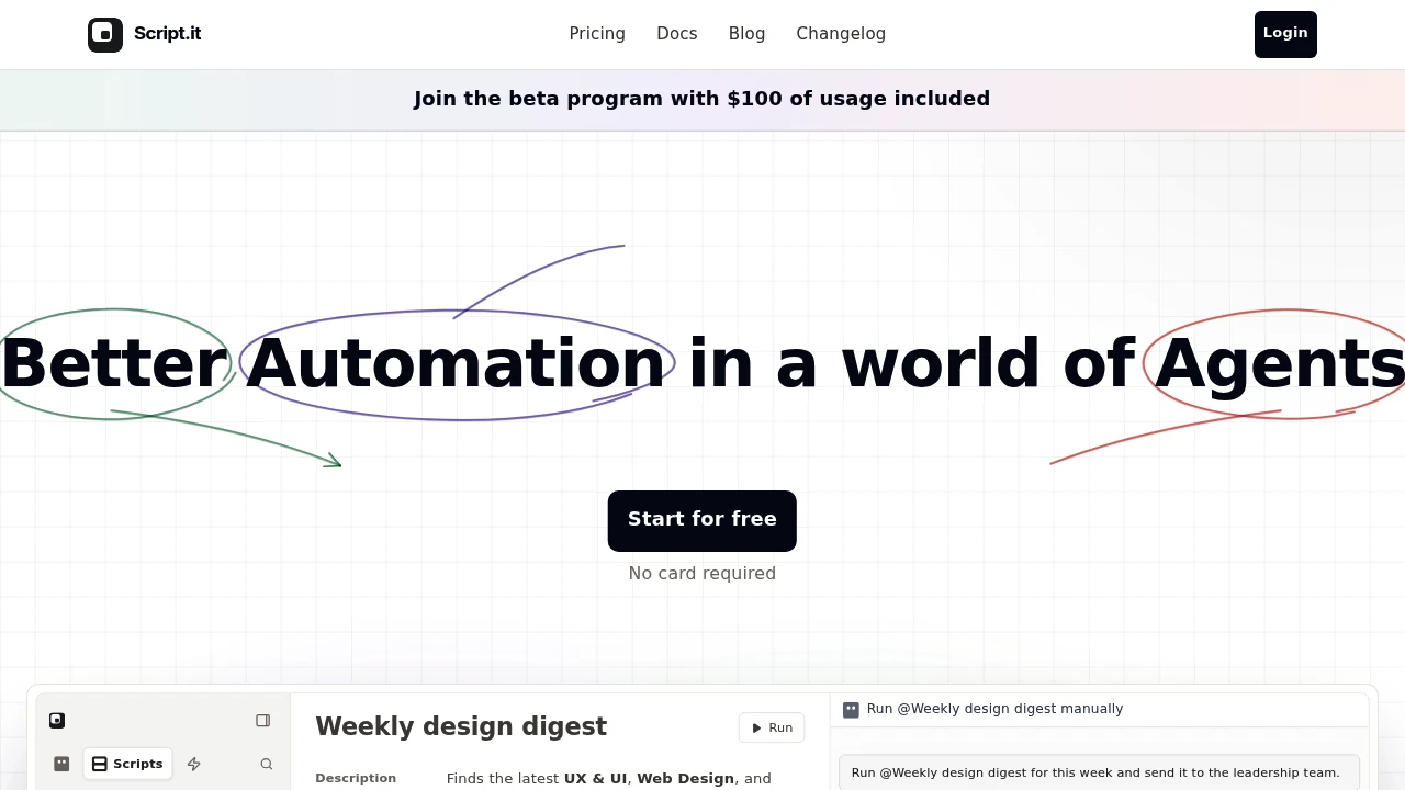 Screenshot of Scriptit website