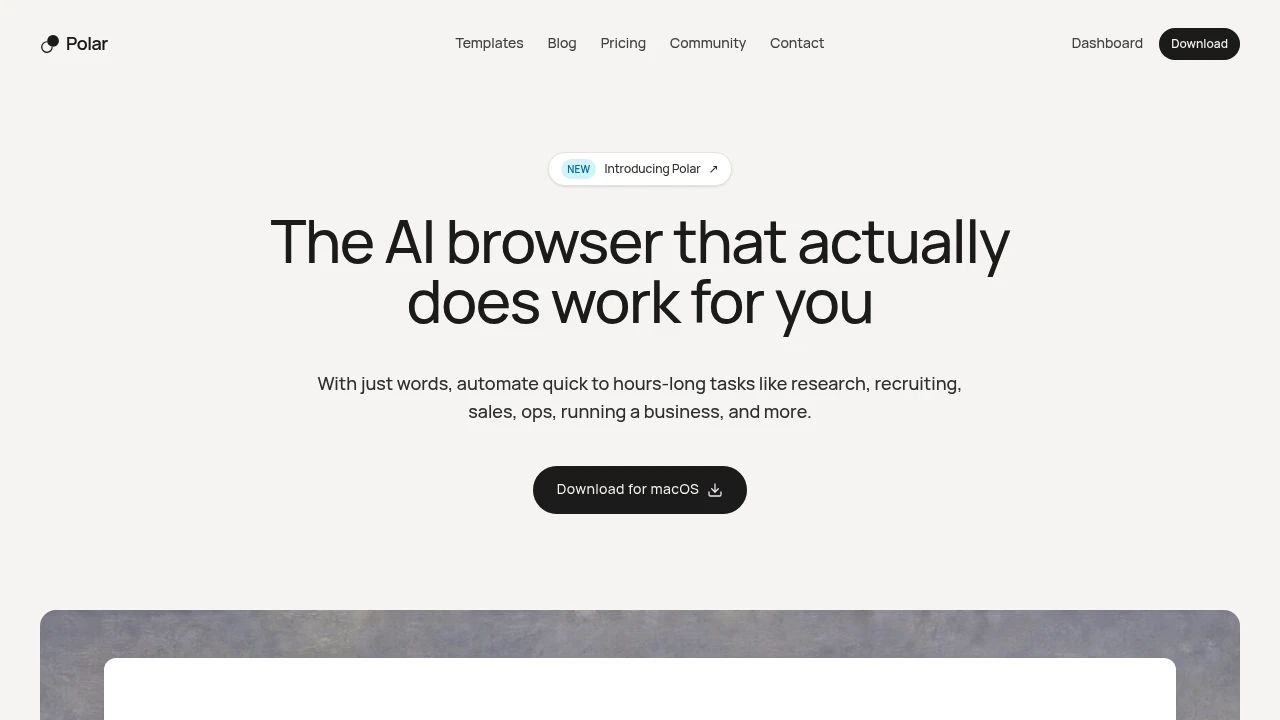 Screenshot of Polar website