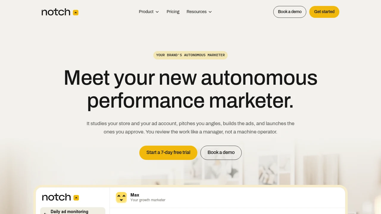 Screenshot of Notch AI website