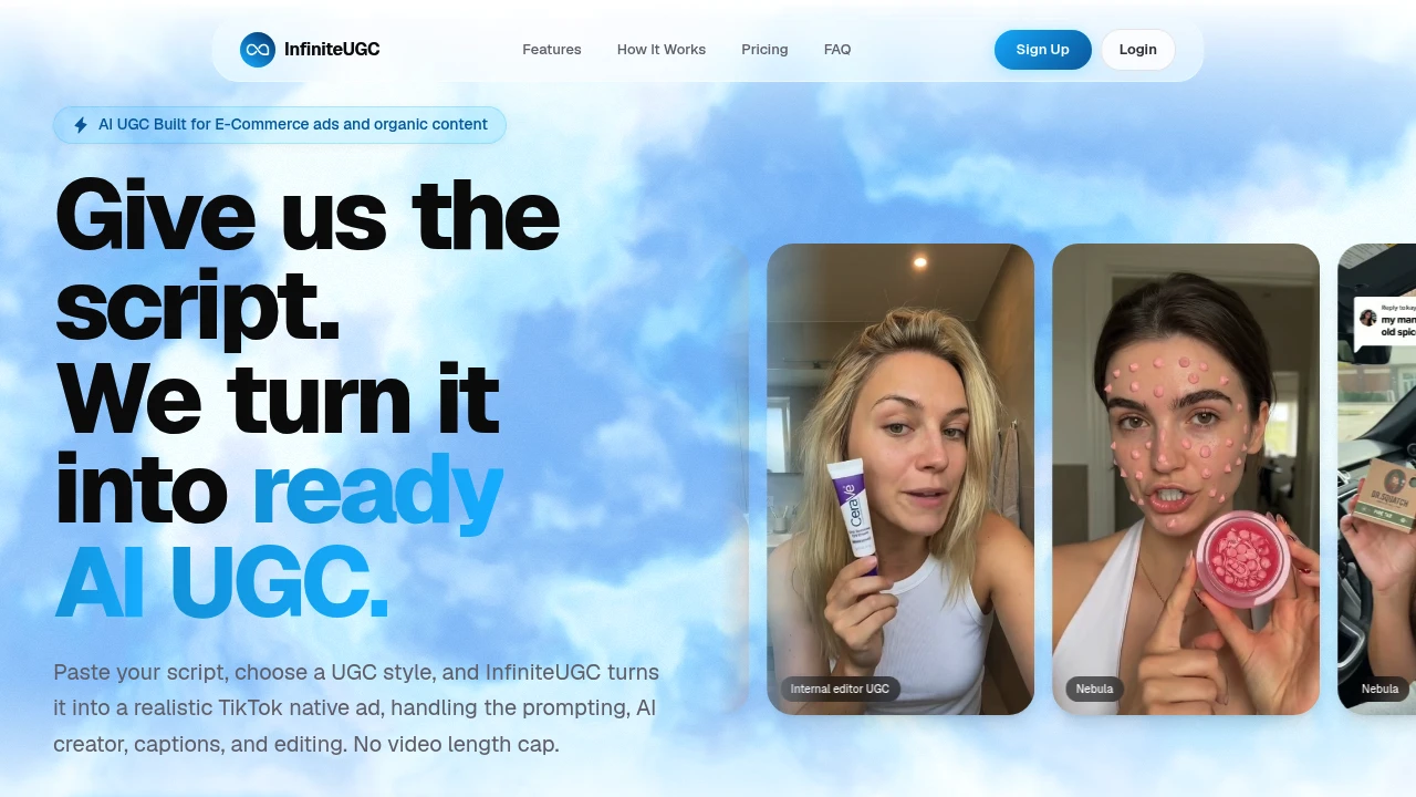 Screenshot of Infinite UGC website