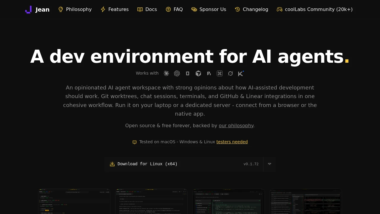 Screenshot of Jean.Build website