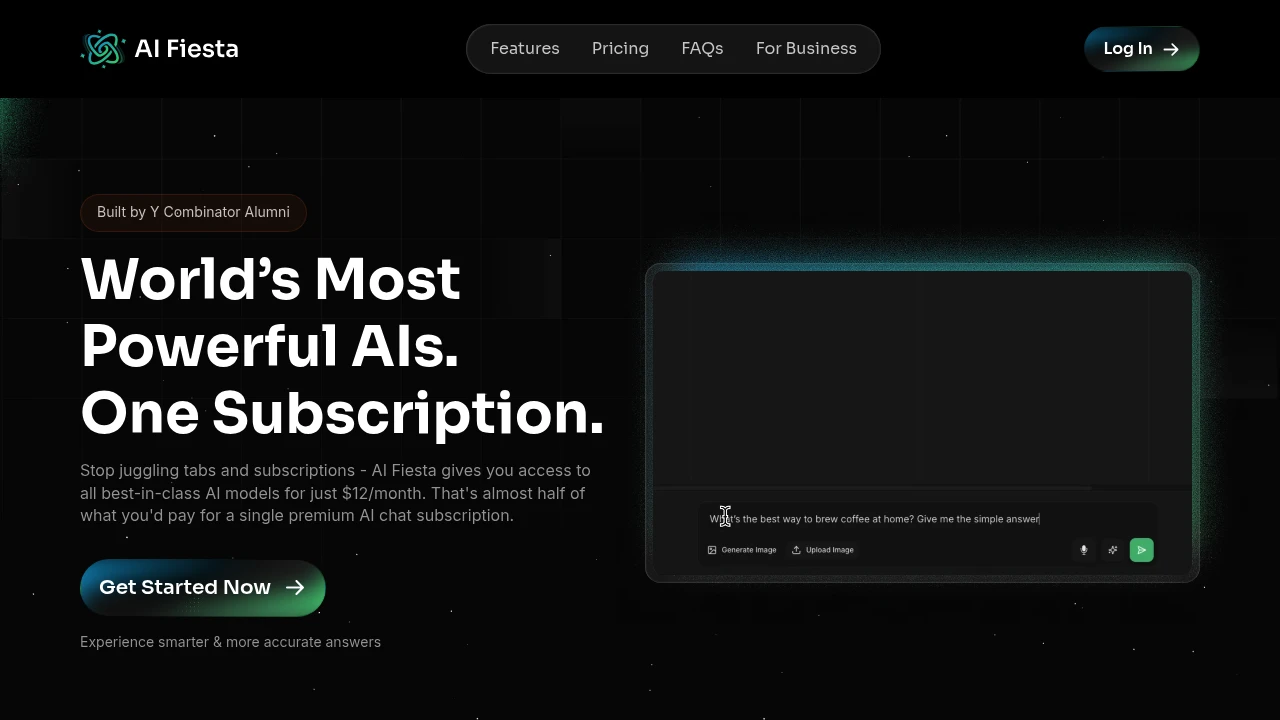 Screenshot of AI Fiesta website