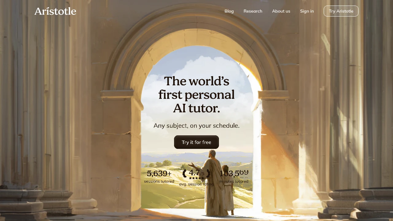 Screenshot of Hey Aristotle website