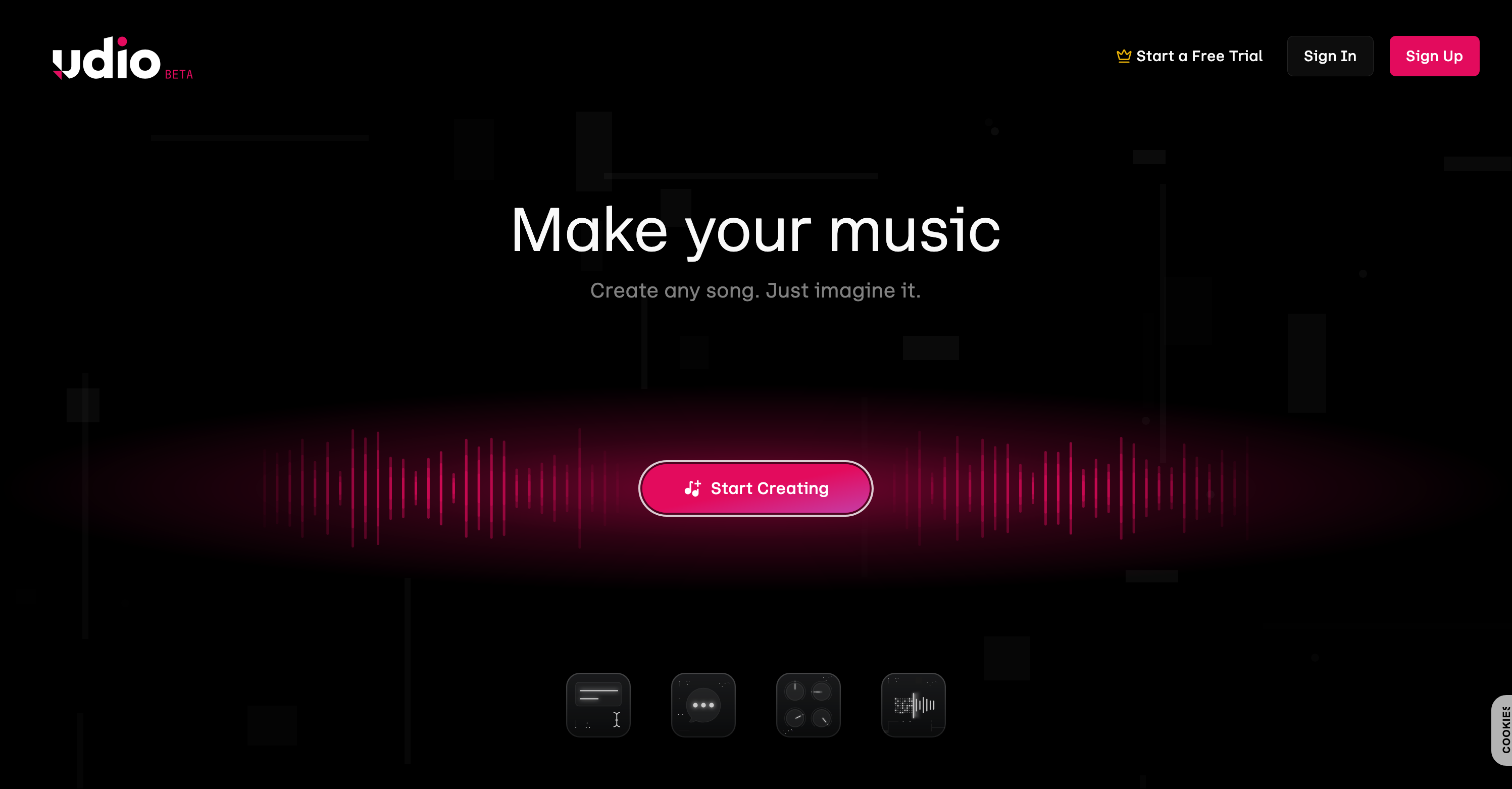 Screenshot of Udio website