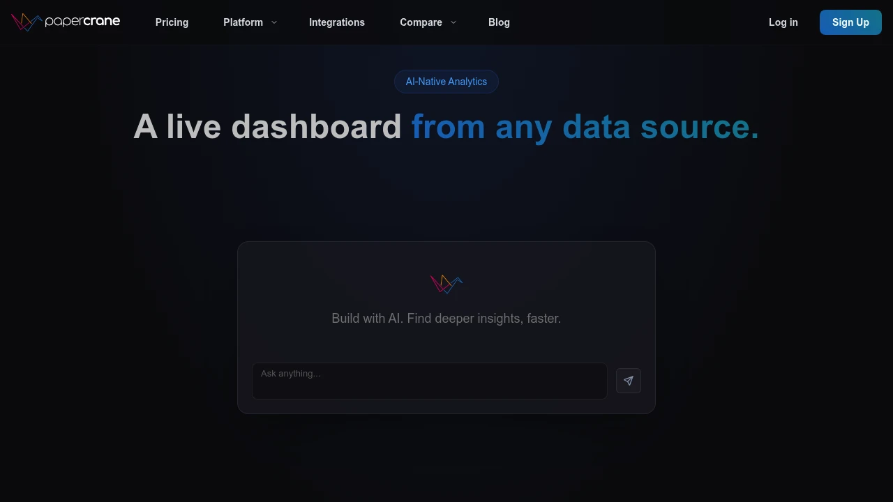 Screenshot of Papercrane website