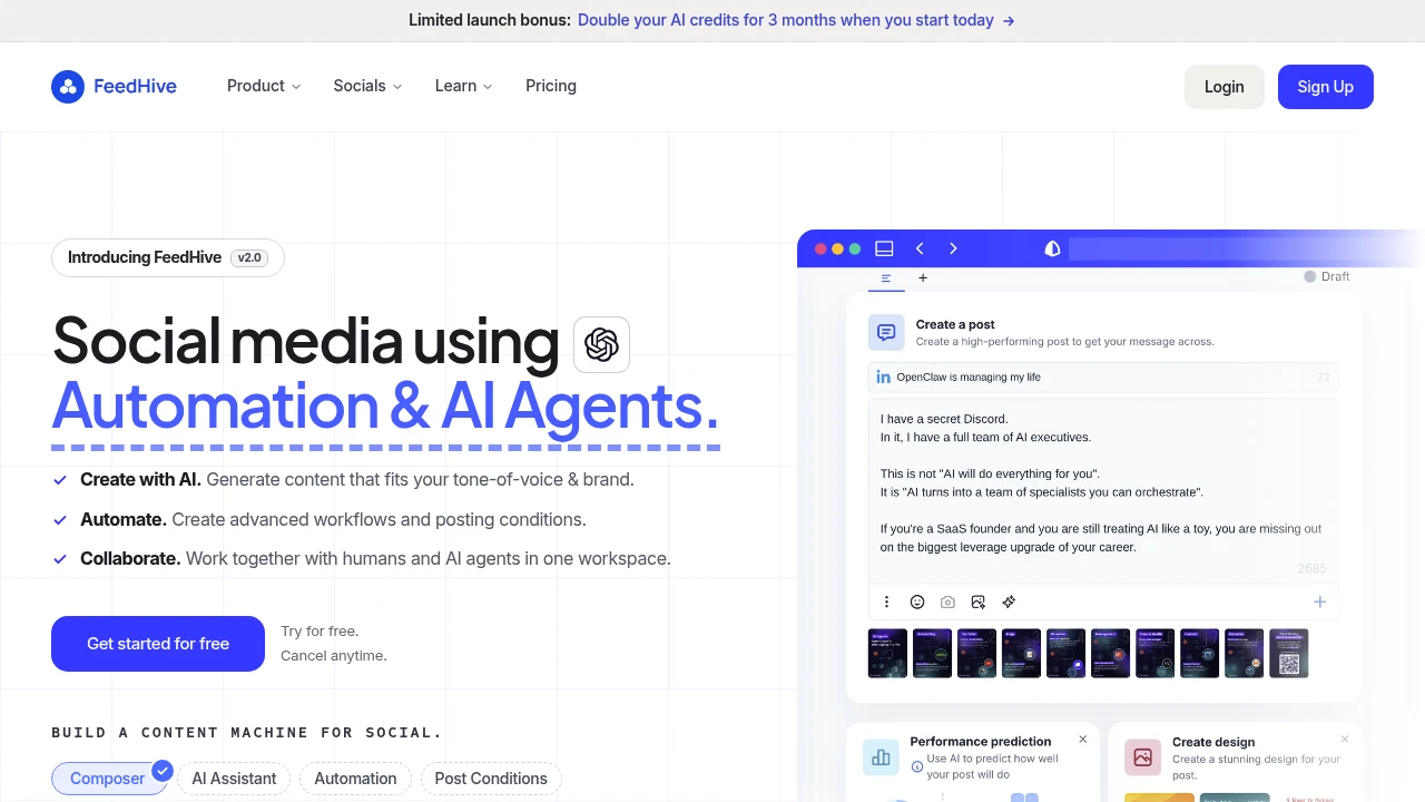 Screenshot of Feed Hive website
