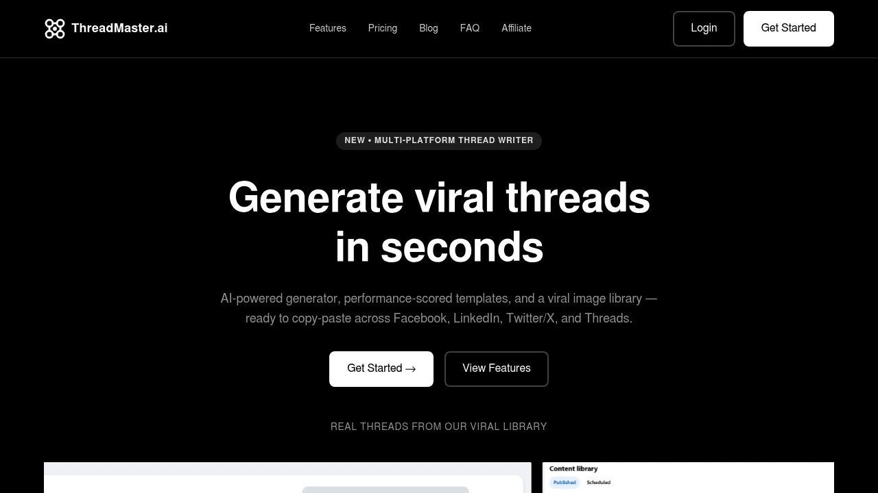 Screenshot of Thread Master website