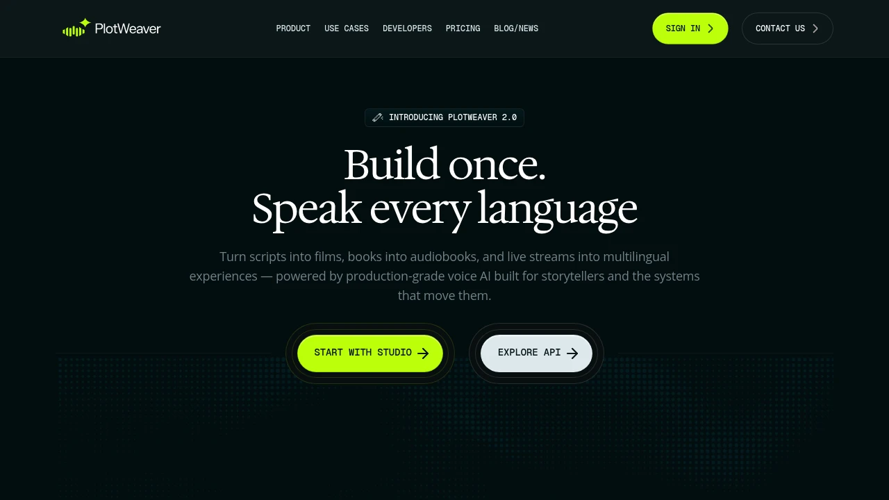 Screenshot of PlotWeaver website