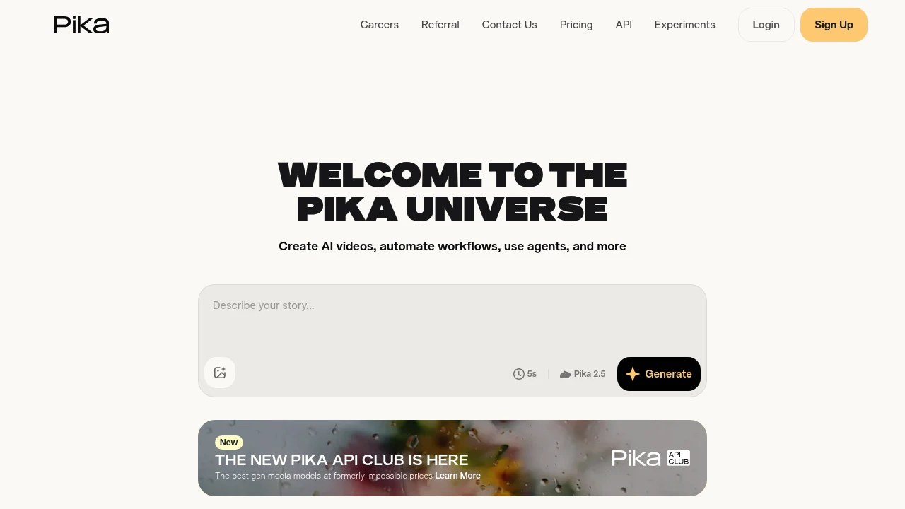 Screenshot of Pika.art website